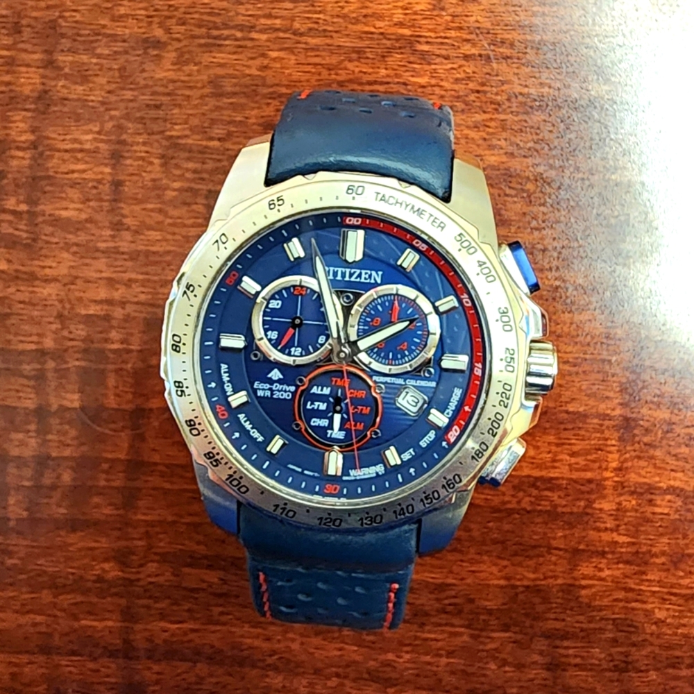 Citizen BL5571-09L Promaster MX Blue Dial Leather Band Men's Watch Sapphire
